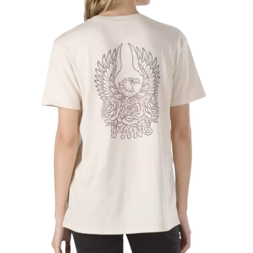Vans Truckstop Biker Eagle Boyfriend Tee T-Shirt Top Pale Pink Beige — Size S
